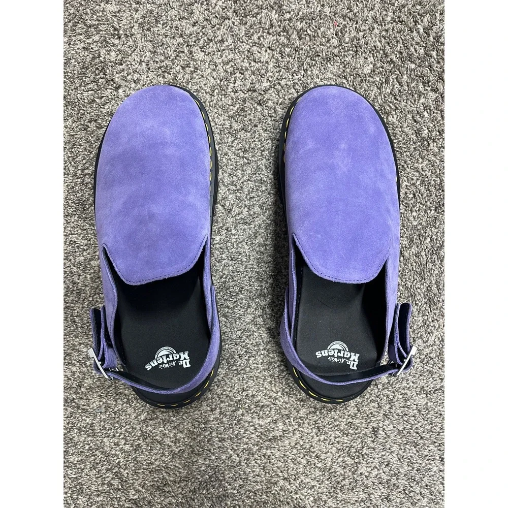 Dr Martens Zebzag Mules Mens 14 Purple Suede Leather Platform Slingback Strap